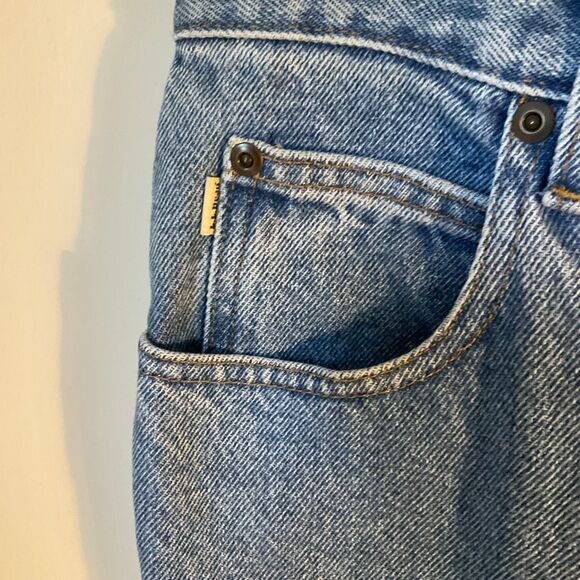 Upcycled LL Bean Straight Leg Jeans 5 Pocket, sun and bee painted on pockets! Si - Picture 12 of 16